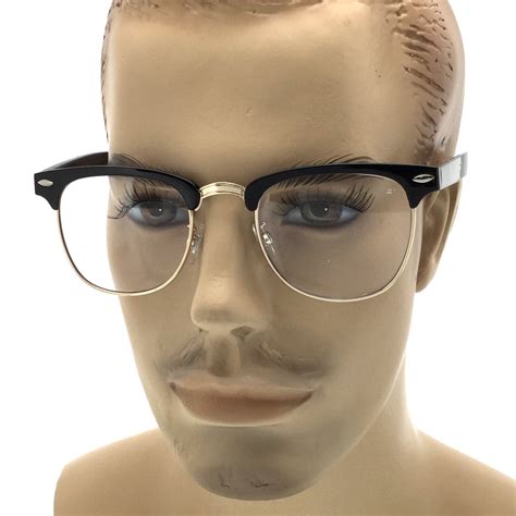 browline style glasses.